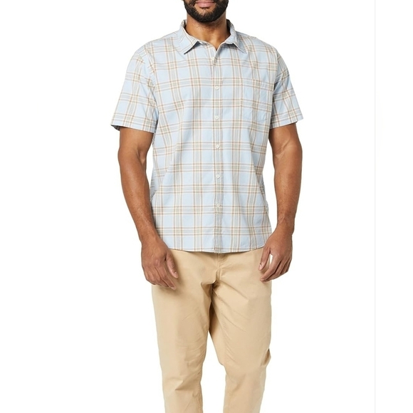 Goodthreads Light Blue Checked Short Sleeved Poplin Shirt Size XL Tall - Picture 3 of 7